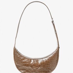 Michael Kors Avra  Medium Crocodile Embossed Leather Crossbody Bag